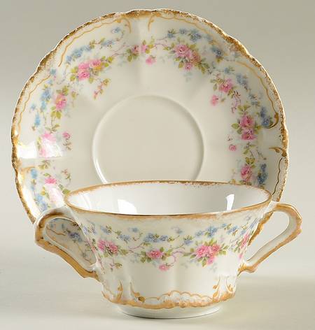 Schleiger 1047 Flat Cream Soup Bowl & Saucer Set