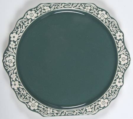 Chicory Lace Teal Handled Cake Plate
