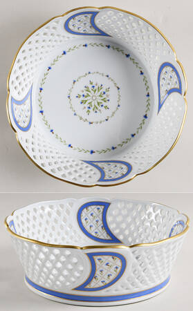 Val De Loire (Blue Band) 8" Round Open Weave Basket