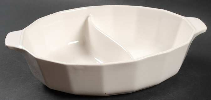 Heritance White 10" Oval Divided Vegetable Bowl