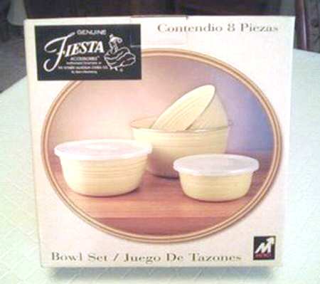 Fiesta Yellow (Intro 1987) Metal Mixing Bowl & Plastic Lid - Set of 4