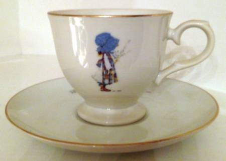 Blue Girl(Gold) Footed Cup & Saucer Set