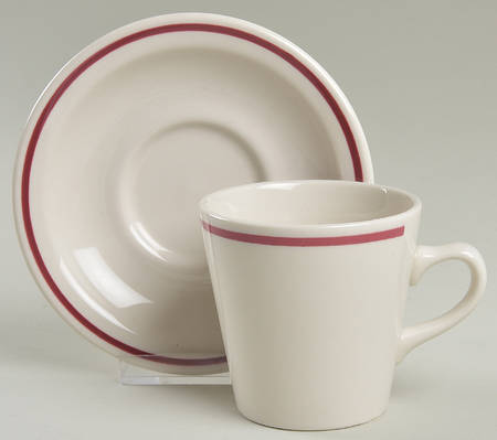 Rolled Edge (Burgundy) Flat Cup & Saucer Set
