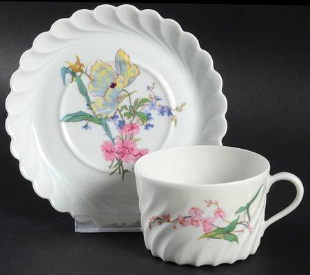 Fleurs Et Fruits De Saxe  Flat Cup & Saucer Set by Haviland