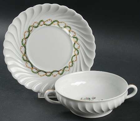 Louveciennes Flat Cream Soup Bowl & Saucer Set by Haviland
