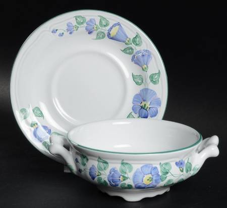 Petunia Flat Cream Soup Bowl & Saucer Set
