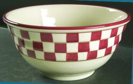Red Checks 11" Ribbed Mixing Bowl