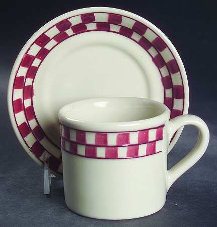 Red Checks Flat Cup & Saucer Set