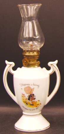 Girl with Cat Oil Lamp & Globe