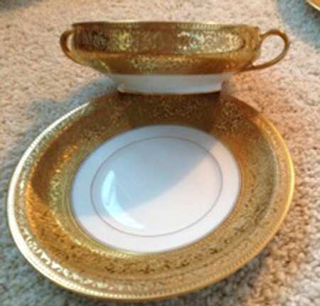 H766 Footed Cream Soup Bowl & Saucer Set