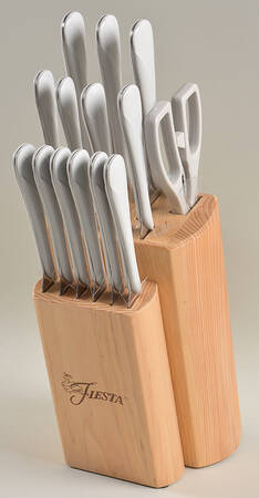 Fiesta Gray (Pearl) (Intro 1999) Cutlery Set 14 Pieces with Wood Block