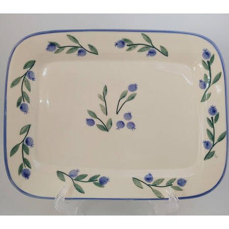 Blueberry (Green & Blue Bands) 12" Rectangular Serving Platter