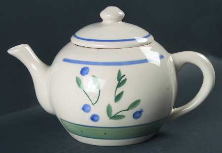 Blueberry (Green & Blue Bands) Teapot & Lid