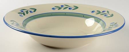 Blueberry (Green & Blue Bands) 12" Pasta Serving Bowl