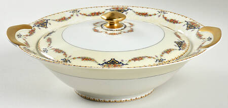 Pomona (Cream, Gold Verge) Round Covered Vegetable by Haviland