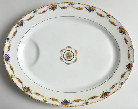 Pomona (Cream, Gold Verge) 15" Oval Serving Platter