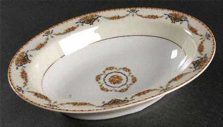 Pomona (Cream, Gold Verge) 9" Oval Vegetable Bowl