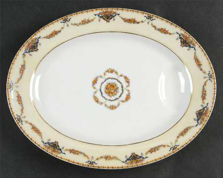 Pomona (Cream, Gold Verge) 11" Oval Serving Platter