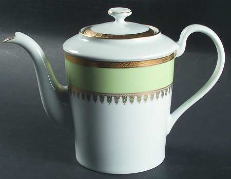 Oasis Green (Green Band, Gold Encrusted) Coffee Pot & Lid