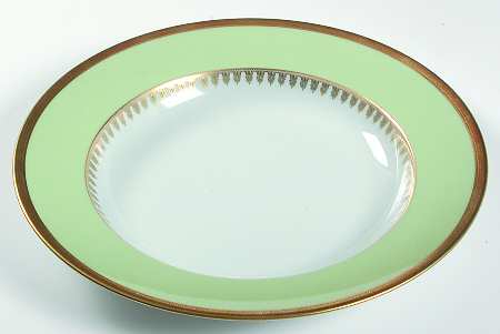 Oasis Green (Green Band, Gold Encrusted) Deep Round Platter