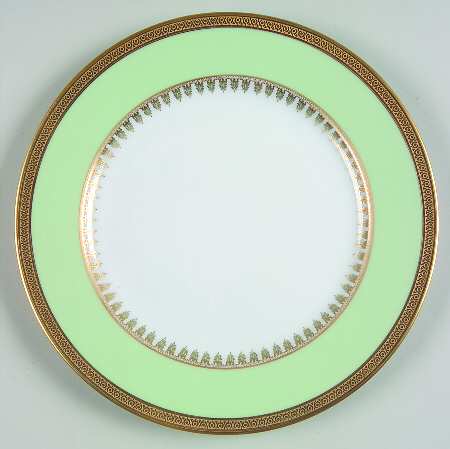 Oasis Green (Green Band, Gold Encrusted) Dessert Luncheon Plate