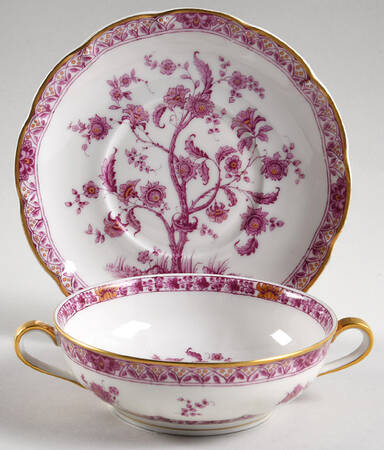 Arbre Des Indies Purple Cream Soup Bowl & Saucer Set
