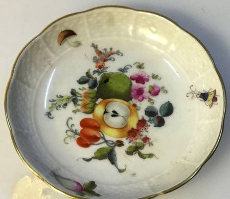 Fruit & Flowers 4" Round Scalloped Dish