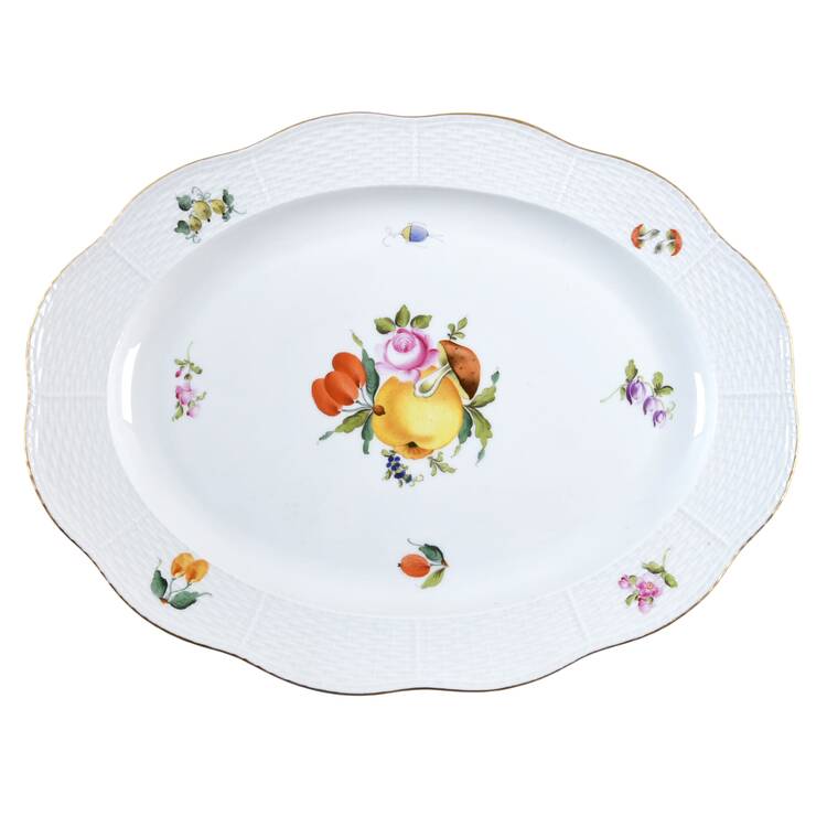 Fruit & Flowers 14" Oval Serving Platter