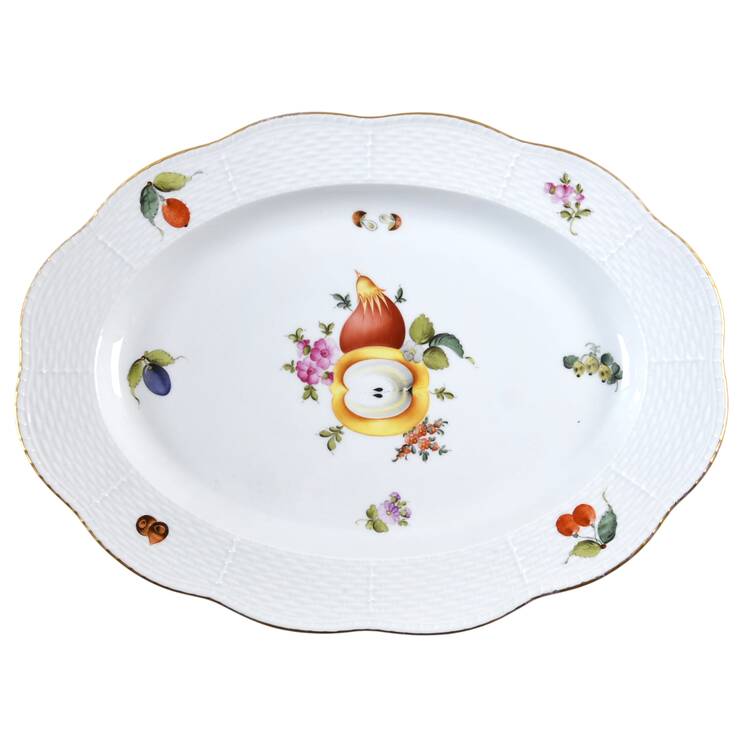 Fruit & Flowers 13" Oval Serving Platter