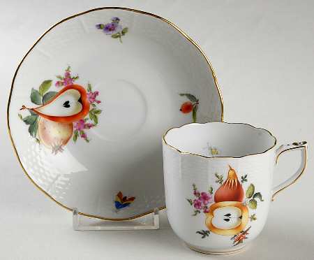 Fruit & Flowers Flat Demitasse Cup & Saucer Set