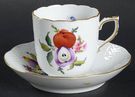 Fruit & Flowers Flat Demitasse Cup & Saucer Set