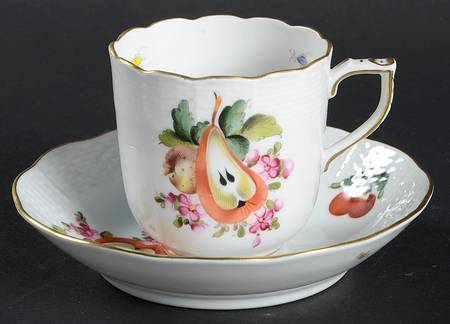 Fruit & Flowers Flat Demitasse Cup & Saucer Set