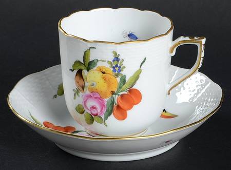 Fruit & Flowers Flat Demitasse Cup & Saucer Set
