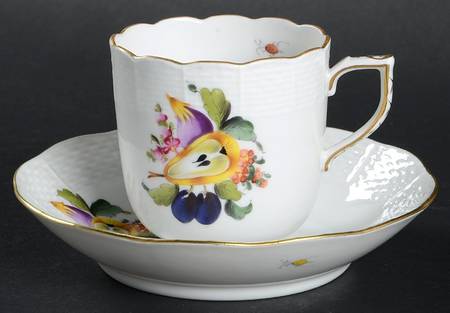 Fruit & Flowers Flat Demitasse Cup & Saucer Set