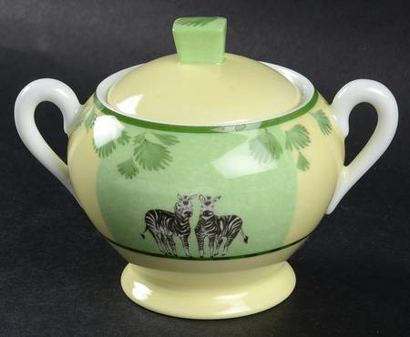 Africa Green-Yellow Sugar Bowl & Lid