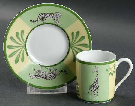 Africa Green-Yellow Espresso Cup and Saucer Set