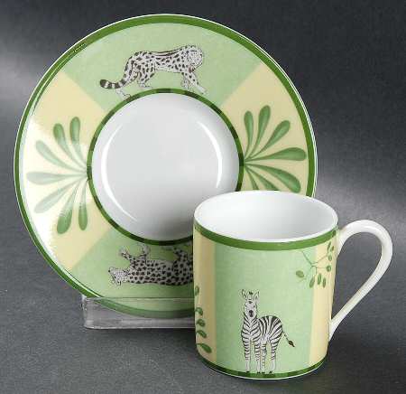 Africa Green-Yellow Espresso Cup and Saucer Set
