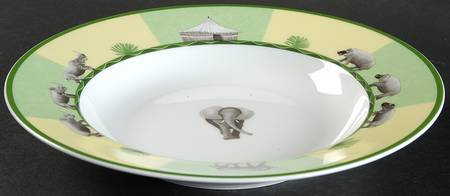 Africa Green-Yellow Large Rim Soup Bowl