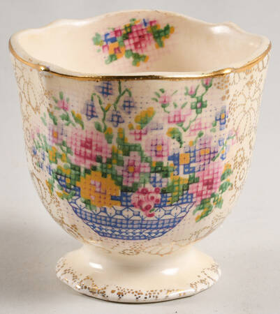 Old English Needlepoint Double Egg Cup