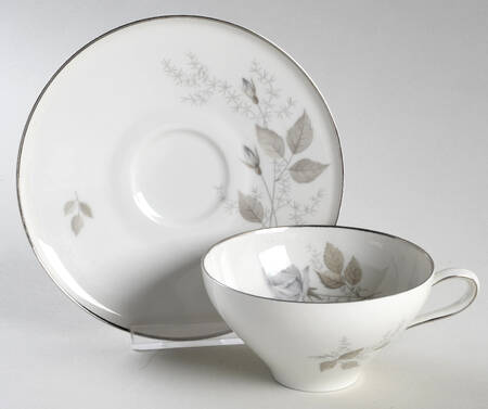 Grey Rose Flat Cup & Saucer Set