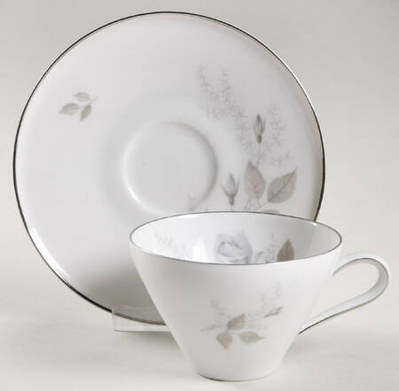 Grey Rose Flat Cup & Saucer Set