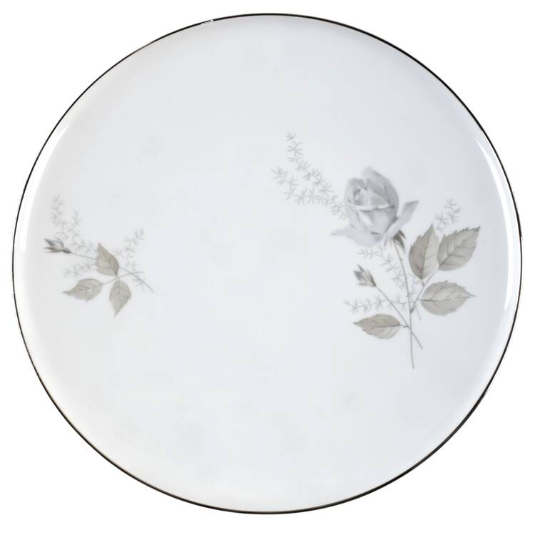 Grey Rose Dinner Plate