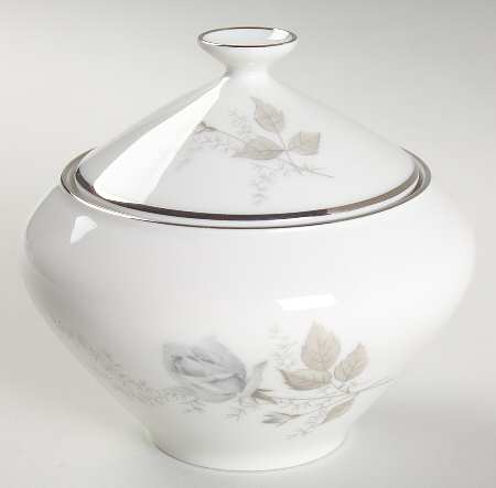 Grey Rose Sugar Bowl & Lid