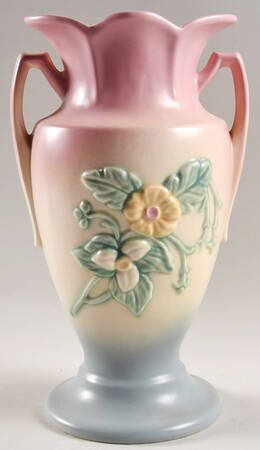 Wild Flower Blue and Pink 12" Handled Vase