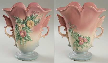 Wild Flower Blue and Pink 8" Handled Vase
