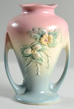 Wild Flower Blue and Pink 9" Handled Vase