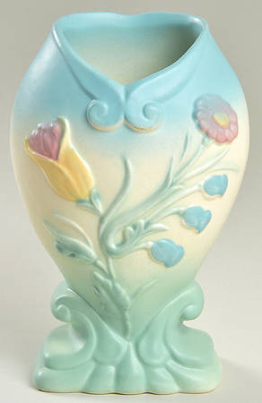 Bow Knot Blue and Turquoise 6" Footed Vase