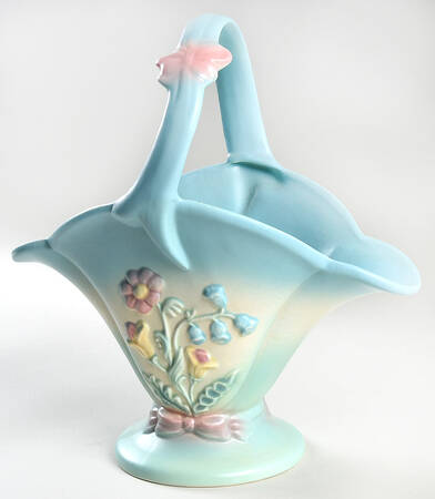 Bow Knot Blue and Turquoise 10" Handled Basket