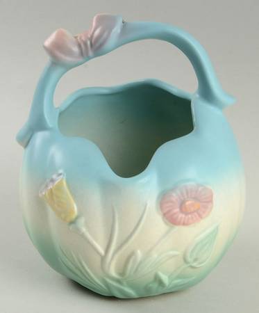 Bow Knot Blue and Turquoise 6" Handled Basket