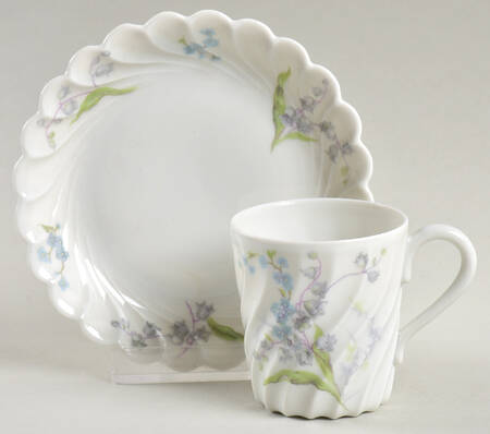 Muguet Myosotis Flat Demitasse Cup & Saucer Set
